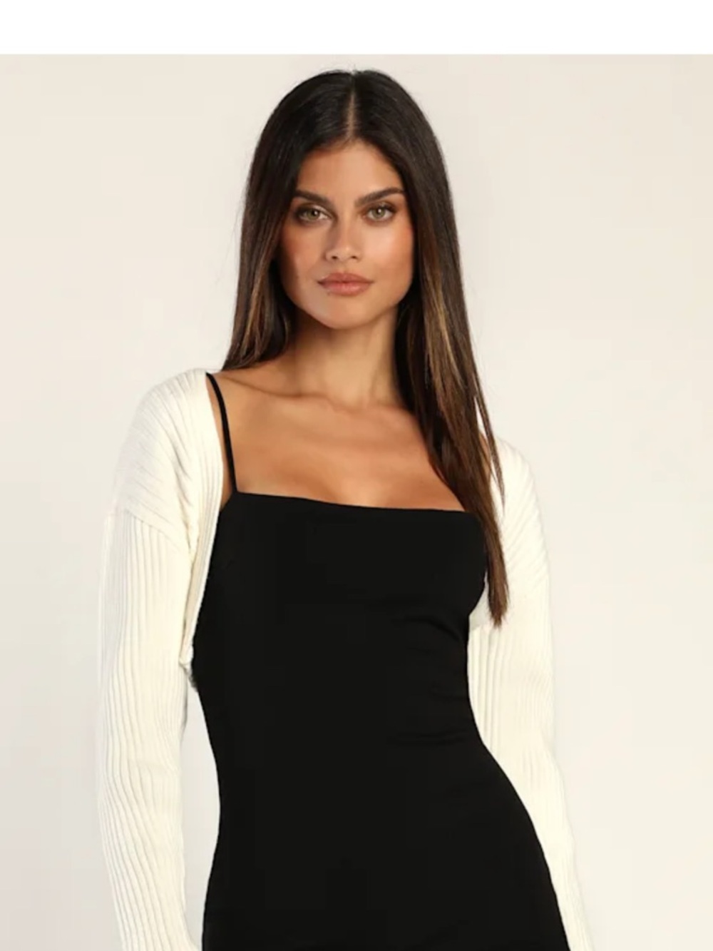 Lulus Flawless Season Ivory Ribbed Knit Long Sleeve Shrug Sweater White - Size L
